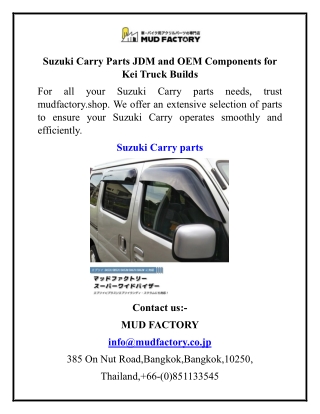 Suzuki Carry Parts JDM and OEM Components for Kei Truck Builds