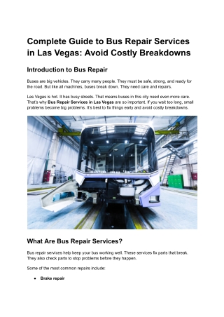 Complete Guide to Bus Repair Services in Las Vegas_ Avoid Costly Breakdowns