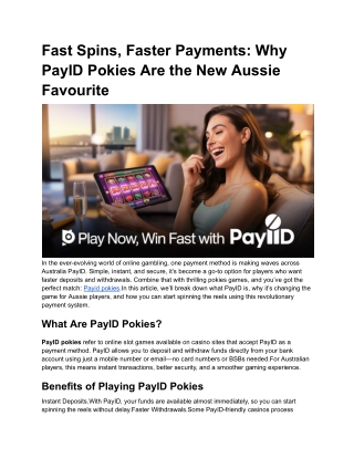 Fast Spins, Faster Payments_ Why PayID Pokies Are the New Aussie Favourite