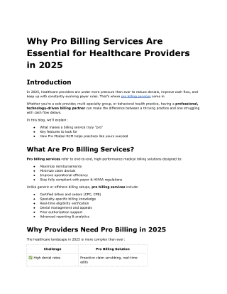 Why Pro Billing Services Are Essential for Healthcare Providers in 2025