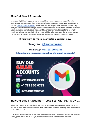 Buy Old Gmail Accounts for Sale – Verified, Aged, and ...