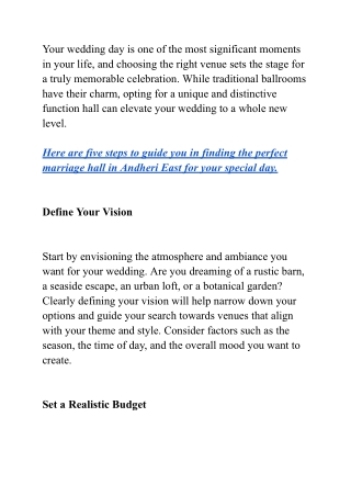 5 Steps to Finding a Unique and Memorable Event Space for Your Wedding