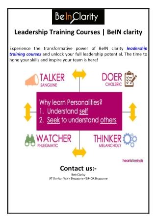 Leadership Training Courses | BeIN clarity