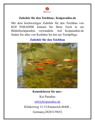 Zubehör für den Teichbau  Koiparadise.de
