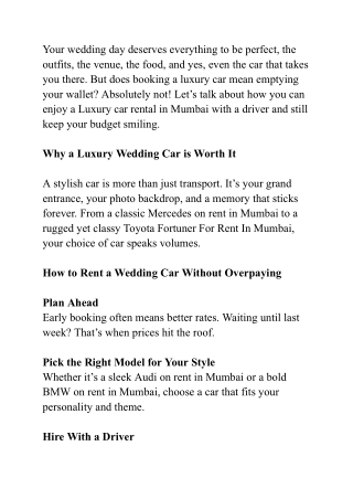 What is the Smartest Way to Book a Luxury Wedding Car Without Overspending?