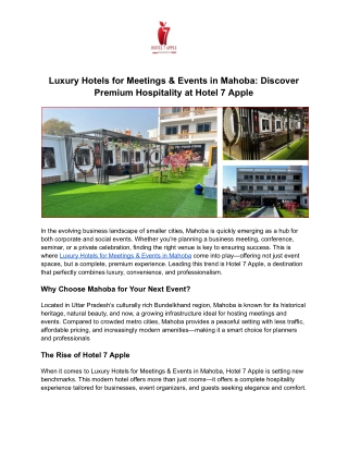 Luxury Hotels for Meetings & Events in Mahoba_ Discover Premium Hospitality at Hotel 7 Apple