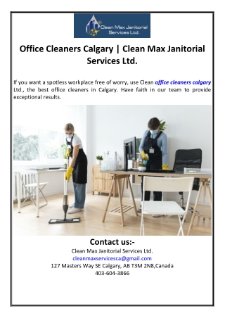 Office Cleaners Calgary | Clean Max Janitorial Services Ltd.