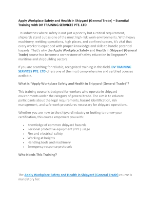 Apply Workplace Safety and Health in Shipyar1