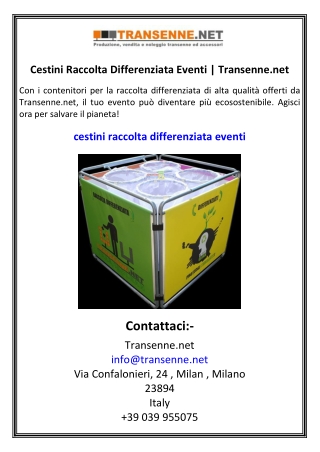 Cestini Raccolta Differenziata Eventi  Transenne.net