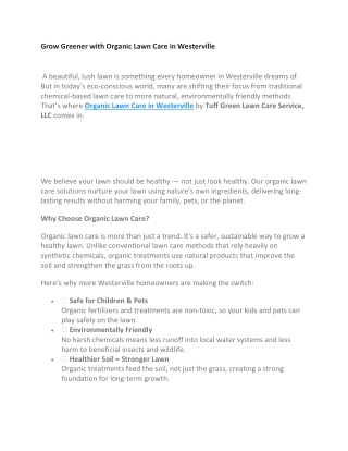 Grow Greener with Organic Lawn Care in Westerville