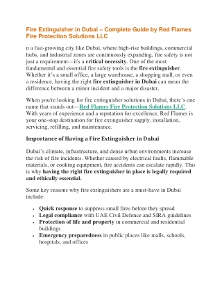 Fire Extinguisher in Dubai