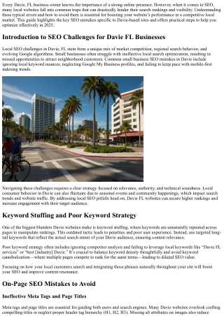 What Are Common SEO Mistakes to Avoid for Davie FL Websites in 2025