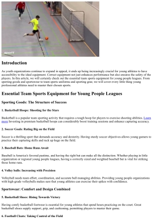 Vital Team Sports Equipment for Young People Leagues