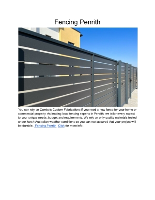 Fencing Penrith