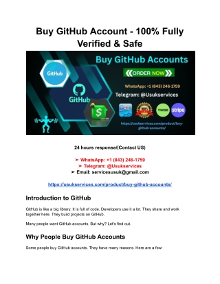 Buy GitHub Account - 100% Fully Verified & Safe
