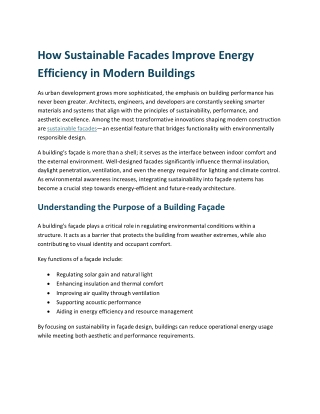 How Sustainable Facades Improve Energy Efficiency in Modern Buildings