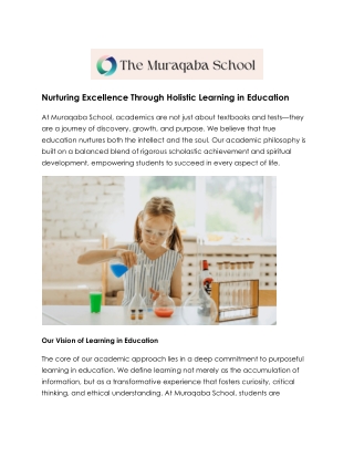 Nurturing Purposeful Learning in Education