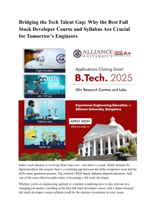 Bridging the Tech Talent Gap: Why the Best Full Stack Developer Course and Sylla