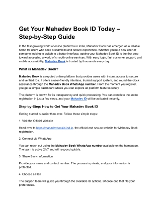 Get Your Mahadev Book ID Today – Step-by-Step Guide