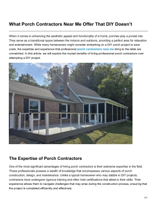 What Porch Contractors Near Me Offer That DIY Doesn’t