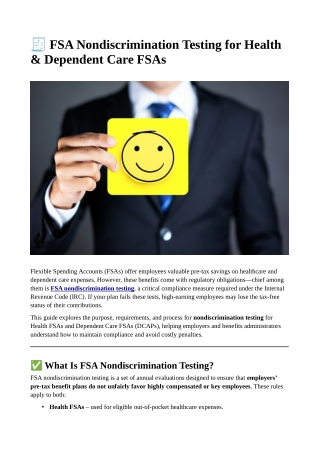 FSA Nondiscrimination Testing for Health & Dependent Care FSAs