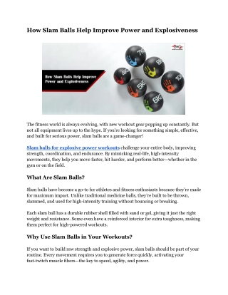 How Slam Balls Help Improve Power and Explosiveness