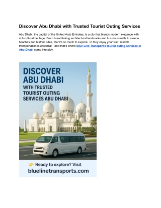Discover Abu Dhabi with Trusted Tourist Outing Services
