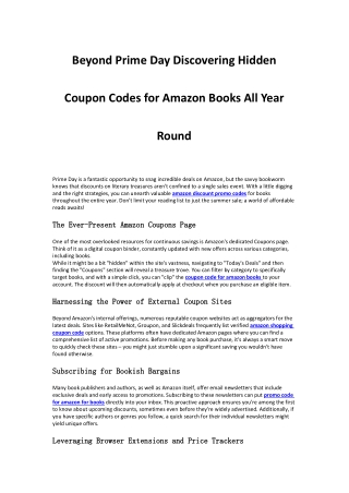 Beyond Prime Day Discovering Hidden Coupon Codes for Amazon Books All Year Round