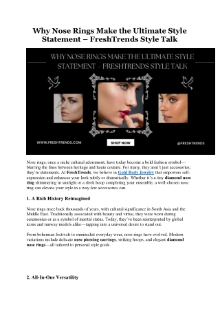 Why Nose Rings Make the Ultimate Style Statement FreshTrends Style Talk