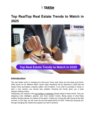 Top Real Estate Trends to Watch in 2025