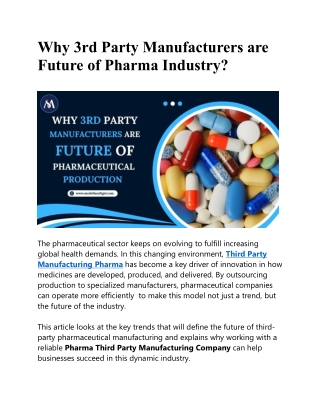 Why 3rd Party Manufacturers are Future of Pharma Industry