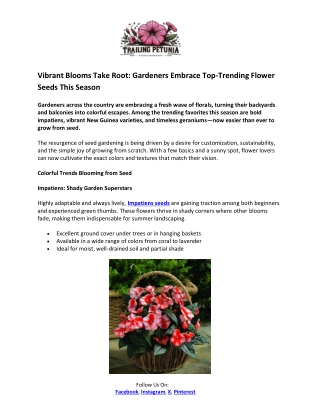Trailing Petunia- Buy Geranium Seeds