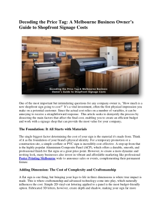 Decoding the Price Tag A Melbourne Business Owner’s Guide to Shopfront Signage Costs