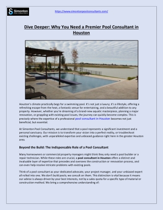 Need a Premier Pool Consultant in Houston