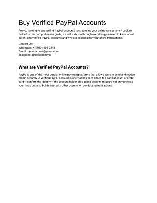 Best Site to Buy Verified Paypal Accounts In USA