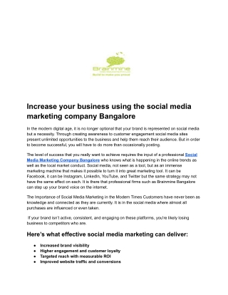 Social Media Marketing company Bangalore