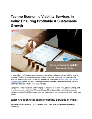 techno economic viability services in india