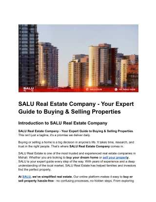 Salu Real Estate Company_ Your Expert Guide to Buying & Selling Properties