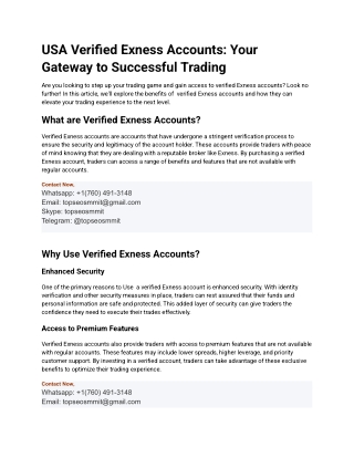 Best Site to Buy Verified Exness Accounts In USA