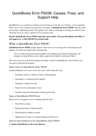 Fix QuickBooks Error PS038 in Payroll with Expert Help