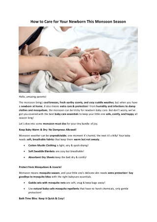 How to Care for Your Newborn This Monsoon Season