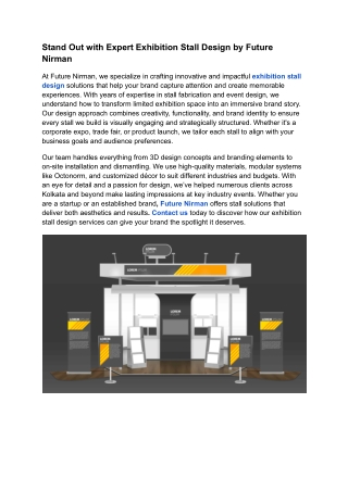 Stand Out with Expert Exhibition Stall Design by Future Nirman
