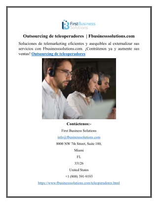 Outsourcing de teleoperadores  | Fbusinesssolutions.com