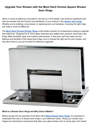 Upgrade Your Shower with the Mont Hard Chrome Square Shower Door Hinge