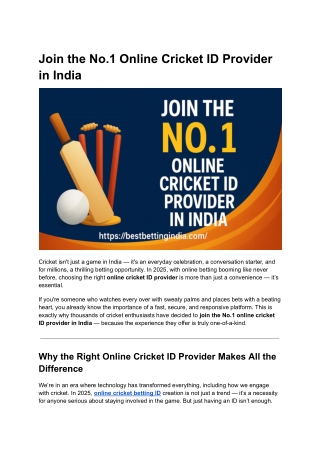 Join the No.1 Online Cricket ID Provider in India