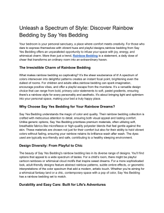 Unleash a Spectrum of Style_ Discover Rainbow Bedding by Say Yes Bedding