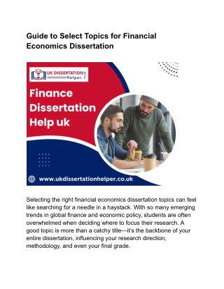 Guide to Select Topics for Financial Economics Dissertation