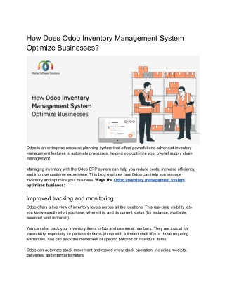 How Does Odoo Inventory Management System optimize Businesses