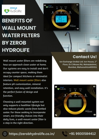 Benefits of Wall Mount Water Filters by ZeroB Hydrolife