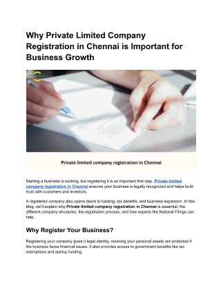 Private limited company registration in Chennai